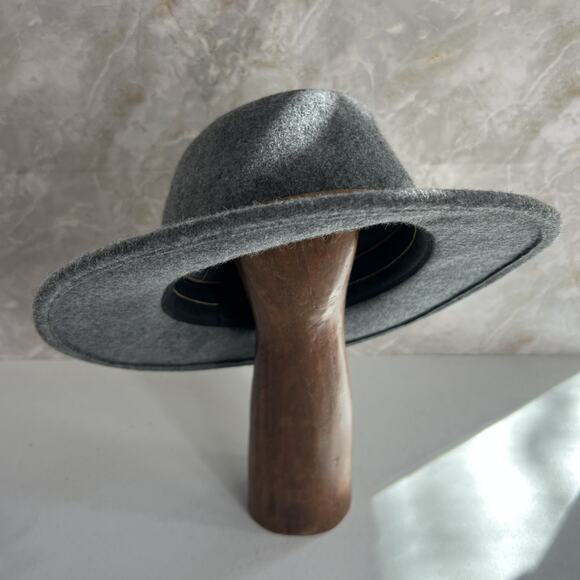 Frye Fedora Hat Women's S/M Gray Felted 100% Wool With Leather Band - Picture 2 of 14